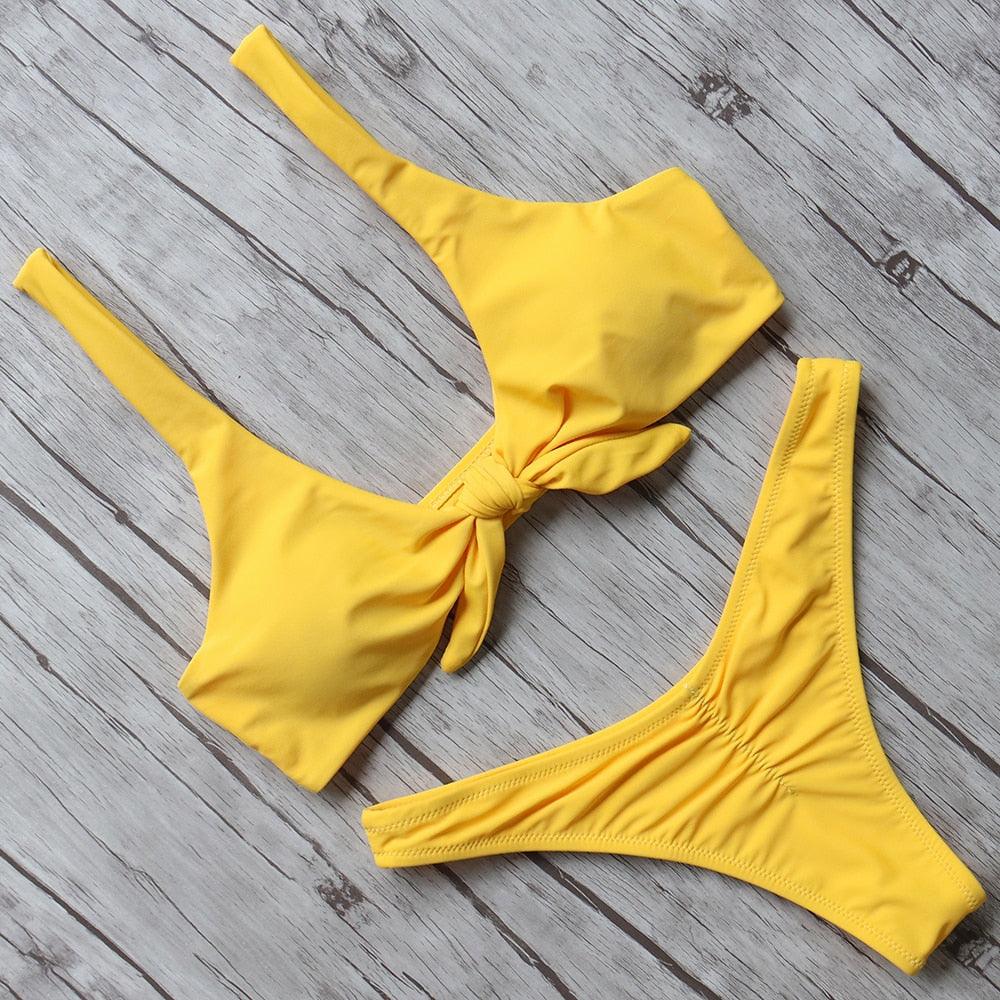 Solid Bikini Set Swimsuit Women Bikini Swimwear Female Halter Top Bathing Suit Swimming Wear Bikini High Cut Swimsuit High Waist Plus Size Summer Swimwear