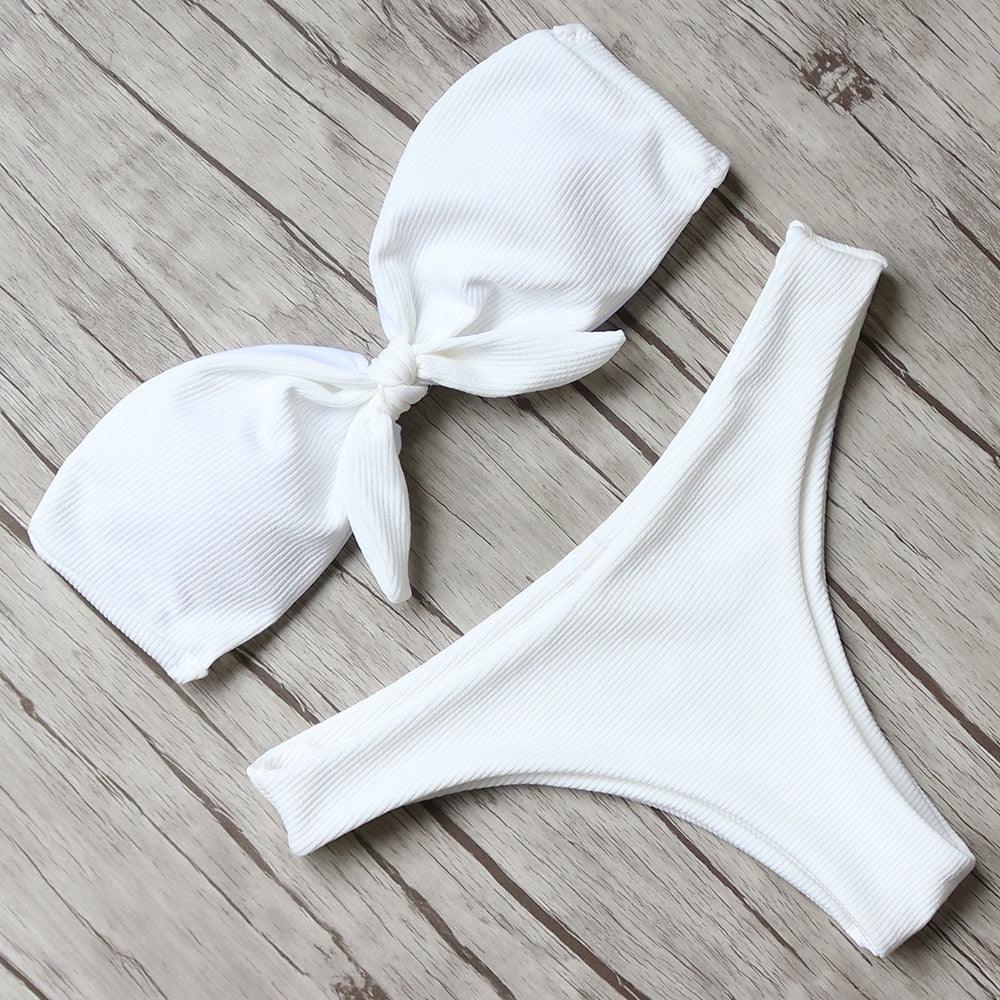 Solid Bikini Set Swimsuit Women Bikini Swimwear Female Halter Top Bathing Suit Swimming Wear Bikini High Cut Swimsuit High Waist Plus Size Summer Swimwear