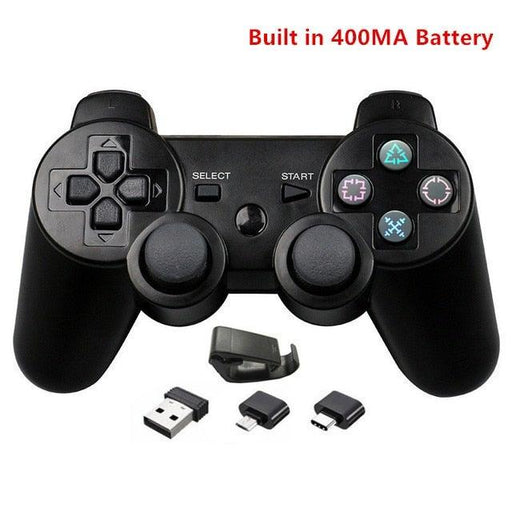 Solid Black 2.4G Wireless Joystick Game Controller Portable With Micro USB OTG Adapter Compatible With PC Laptop Tablet - STEVVEX Game - 221, all in one game controller, best quality joystick, black gamepad, bluetooth wireless gamepad, classic games, classic joystick, controller for pc, cooling fan available, game, Game Controller, Game Pad, joystick, joystick for games - Stevvex.com