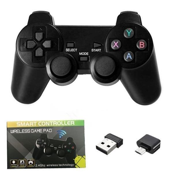 Solid Black 2.4G Wireless Joystick Game Controller Portable With Micro USB OTG Adapter Compatible With PC Laptop Tablet - STEVVEX Game - 221, all in one game controller, best quality joystick, black gamepad, bluetooth wireless gamepad, classic games, classic joystick, controller for pc, cooling fan available, game, Game Controller, Game Pad, joystick, joystick for games - Stevvex.com