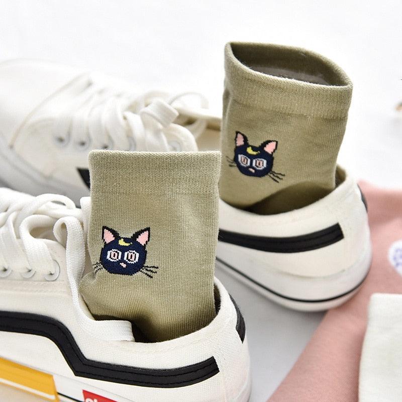 Solid Lovely Patterned Harajuku Socks Cotton Casual Cute Animal New Year Gift Socks For Female Sweat Absorption Breathable Socks For Men And Women