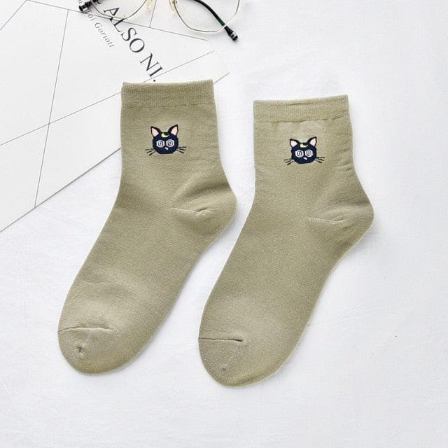 Solid Lovely Patterned Harajuku Socks Cotton Casual Cute Animal New Year Gift Socks For Female Sweat Absorption Breathable Socks For Men And Women