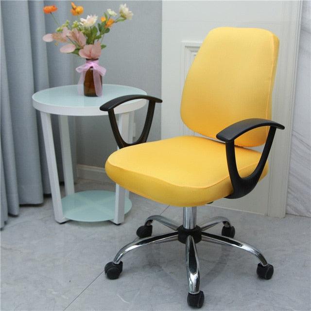 Solid Office Computer Chair Cover Spandex Split Seat Cover Universal Office Anti Dust Arm Chair Cover Washable Removable Spandex Rotating Boss Chair Slipcovers Anti-dust Soft Desk Chair Seat Protector for Dogs Cats Pets