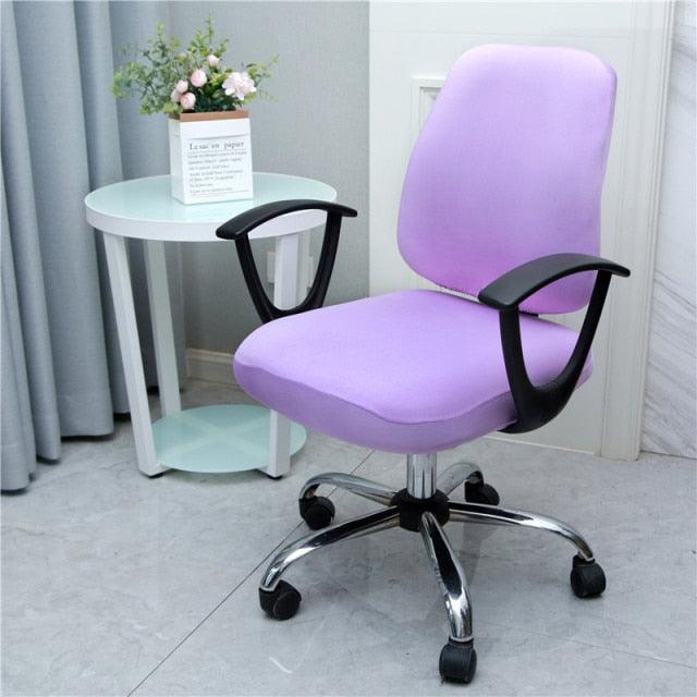 Solid Office Computer Chair Cover Spandex Split Seat Cover Universal Office Anti Dust Arm Chair Cover Washable Removable Spandex Rotating Boss Chair Slipcovers Anti-dust Soft Desk Chair Seat Protector for Dogs Cats Pets