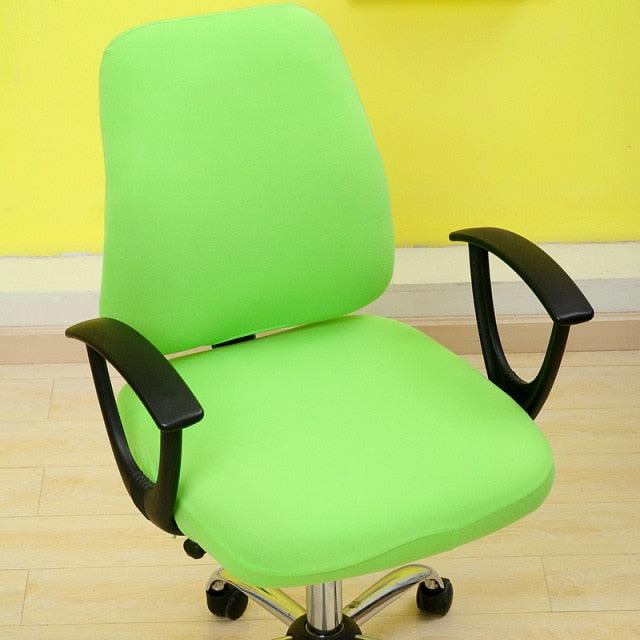 Solid Office Computer Chair Cover Spandex Split Seat Cover Universal Office Anti Dust Arm Chair Cover Washable Removable Spandex Rotating Boss Chair Slipcovers Anti-dust Soft Desk Chair Seat Protector for Dogs Cats Pets