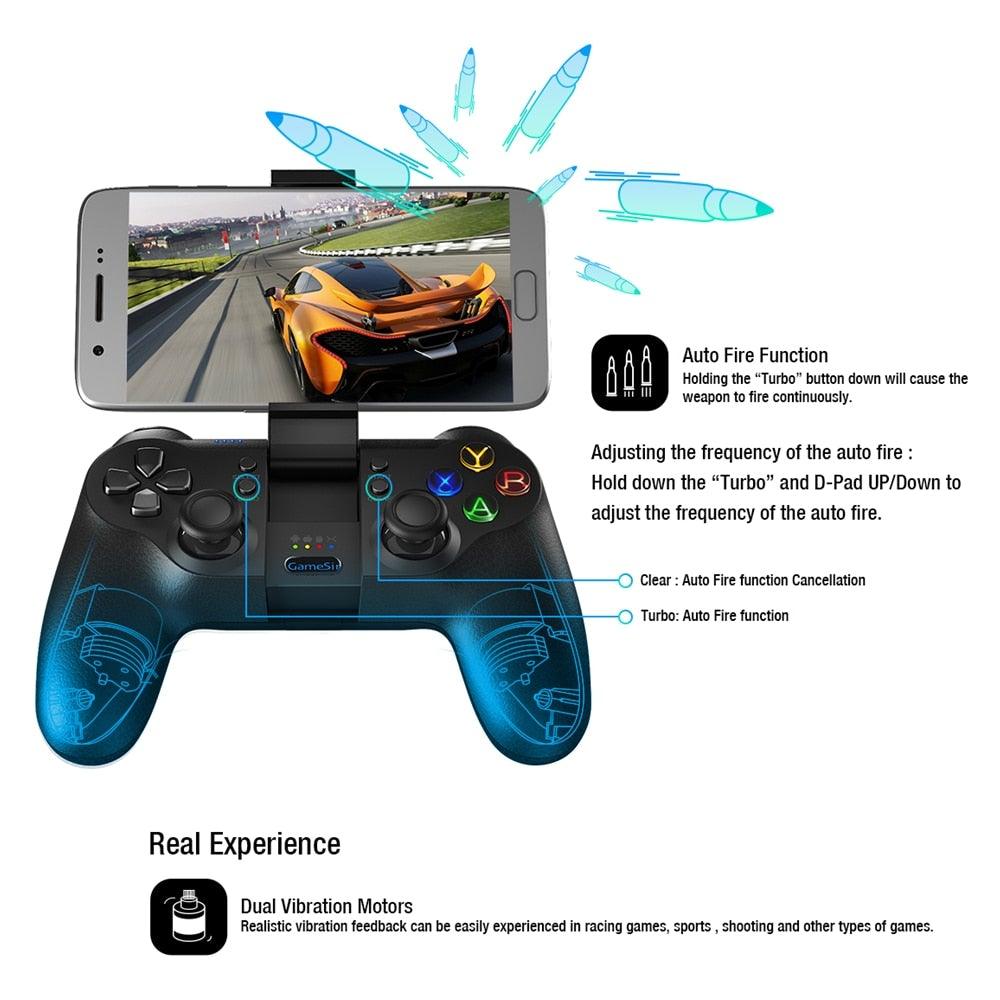 Solid Sustainable Black Bluetooth 2.4GHz Wireless Gamepad Controller Compatible With PC Smartphones Laptop - STEVVEX Game - 221, all in one game controller, best quality joystick, black gamepad, bluetooth wireless gamepad, classic joystick, compatible with mobile phone, controller for mobile, Controller For Mobile Phone, game, Game Controller, Game Pad, game pad for phone, Game Pads for mobile, joystick - Stevvex.com