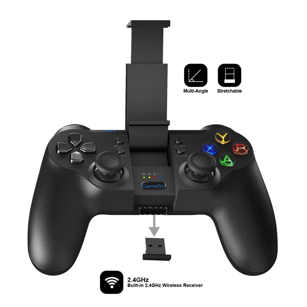 Solid Sustainable Black Bluetooth 2.4GHz Wireless Gamepad Controller Compatible With PC Smartphones Laptop - STEVVEX Game - 221, all in one game controller, best quality joystick, black gamepad, bluetooth wireless gamepad, classic joystick, compatible with mobile phone, controller for mobile, Controller For Mobile Phone, game, Game Controller, Game Pad, game pad for phone, Game Pads for mobile, joystick - Stevvex.com