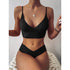 Solid Swimsuit Women Bikini Push Up Women's Crisscross Halter Bandage Bikini Strappy Bottom Swimsuits Swimwear Bikini Set Bathing Suit Two Piece Swim Suit Female