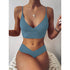 Solid Swimsuit Women Bikini Push Up Women's Crisscross Halter Bandage Bikini Strappy Bottom Swimsuits Swimwear Bikini Set Bathing Suit Two Piece Swim Suit Female