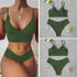 Solid Swimsuit Women Bikini Push Up Women's Crisscross Halter Bandage Bikini Strappy Bottom Swimsuits Swimwear Bikini Set Bathing Suit Two Piece Swim Suit Female