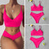 Solid Swimsuit Women Bikini Push Up Women's Crisscross Halter Bandage Bikini Strappy Bottom Swimsuits Swimwear Bikini Set Bathing Suit Two Piece Swim Suit Female