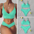 Solid Swimsuit Women Bikini Push Up Women's Crisscross Halter Bandage Bikini Strappy Bottom Swimsuits Swimwear Bikini Set Bathing Suit Two Piece Swim Suit Female