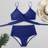 Solid Swimwear Women Top Swimsuit Bikini Solid Push Up High Cut Lace Up Halter Bikini Set Women High Waist Bikini Twist Front Swimsuits Lace Up Bikini Tops 2 Piece Bathing Suits Summer Swimsuit