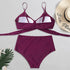 Solid Swimwear Women Top Swimsuit Bikini Solid Push Up High Cut Lace Up Halter Bikini Set Women High Waist Bikini Twist Front Swimsuits Lace Up Bikini Tops 2 Piece Bathing Suits Summer Swimsuit