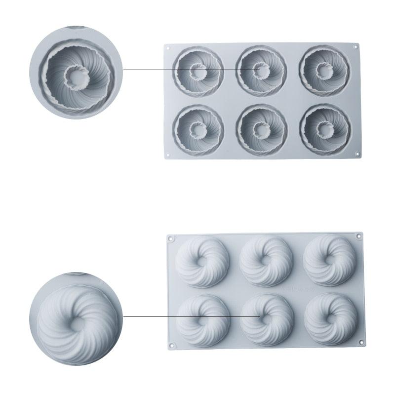 Spiral Donut Dessert Silicone Cake Mold Homemade Party Chocolate Pastry Mould Decorating Tray Baking Tools Round Swirl Cake Mold For Baking Amazing Dessert Art Silicone 3D Mould