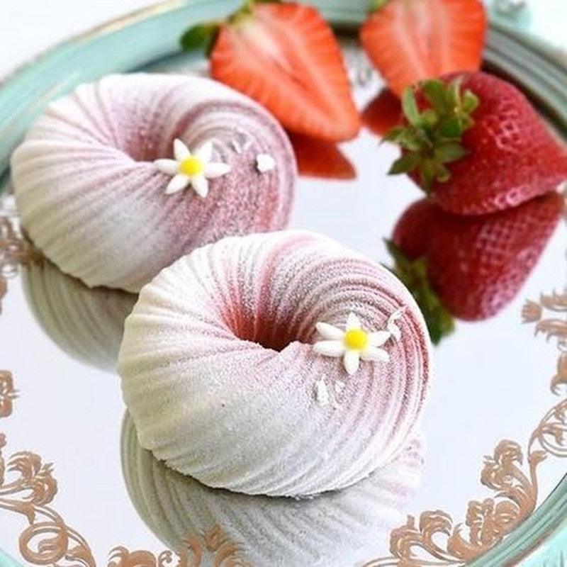 Spiral Donut Dessert Silicone Cake Mold Homemade Party Chocolate Pastry Mould Decorating Tray Baking Tools Round Swirl Cake Mold For Baking Amazing Dessert Art Silicone 3D Mould