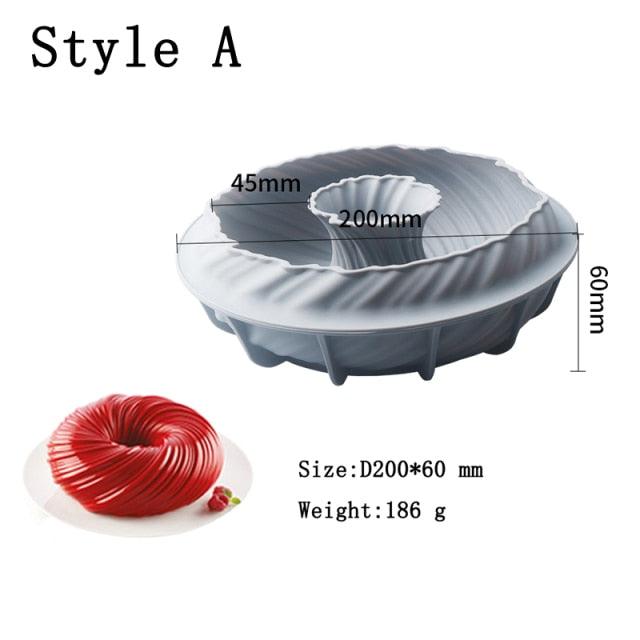 Spiral Donut Dessert Silicone Cake Mold Homemade Party Chocolate Pastry Mould Decorating Tray Baking Tools Round Swirl Cake Mold For Baking Amazing Dessert Art Silicone 3D Mould