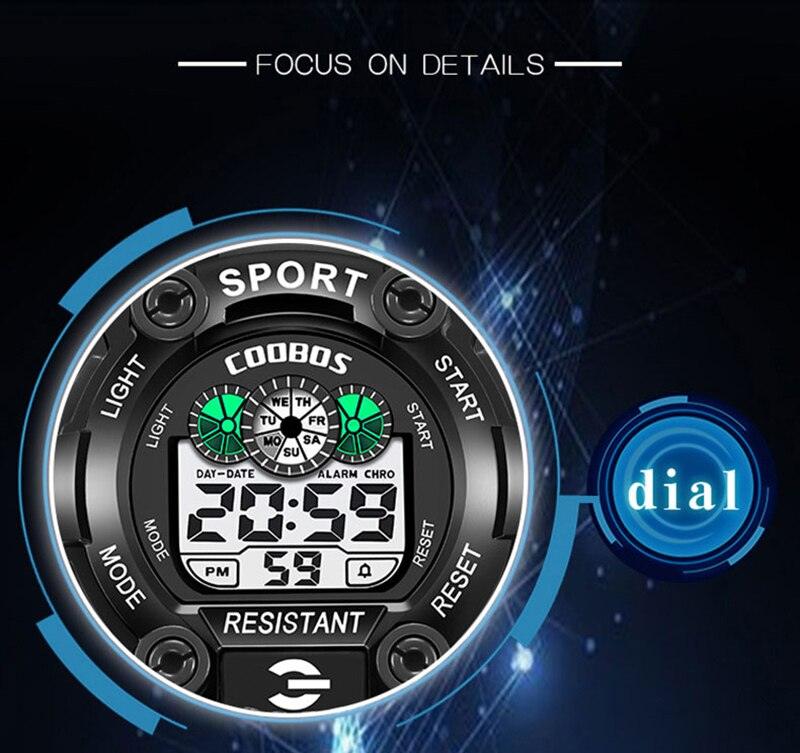 Sport Waterproof Watches Fashion LED Luminous Digital Watches For Kids Multifunction Calendar Alarm Date Wrist Watches LED Timing Backlight Multifunctional Military Watch Lightweight Outdoor Tactical Sports