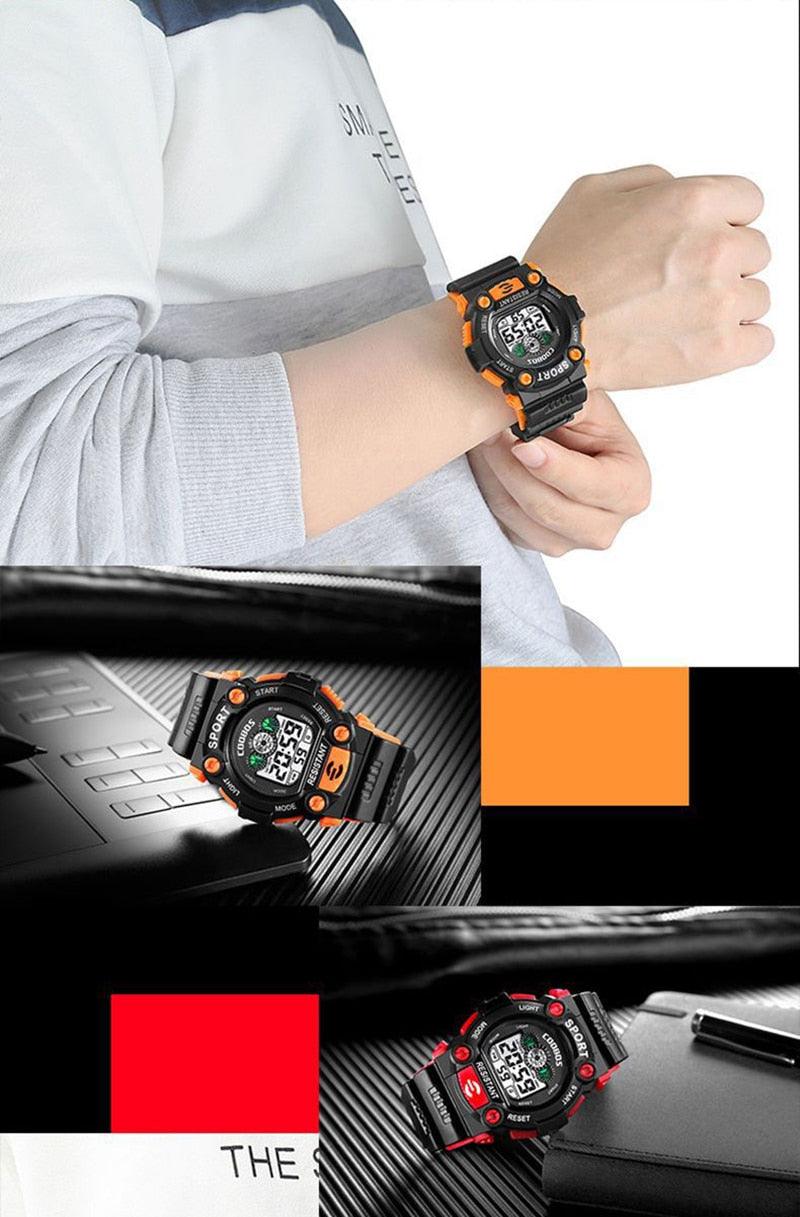 Sport Waterproof Watches Fashion LED Luminous Digital Watches For Kids Multifunction Calendar Alarm Date Wrist Watches LED Timing Backlight Multifunctional Military Watch Lightweight Outdoor Tactical Sports