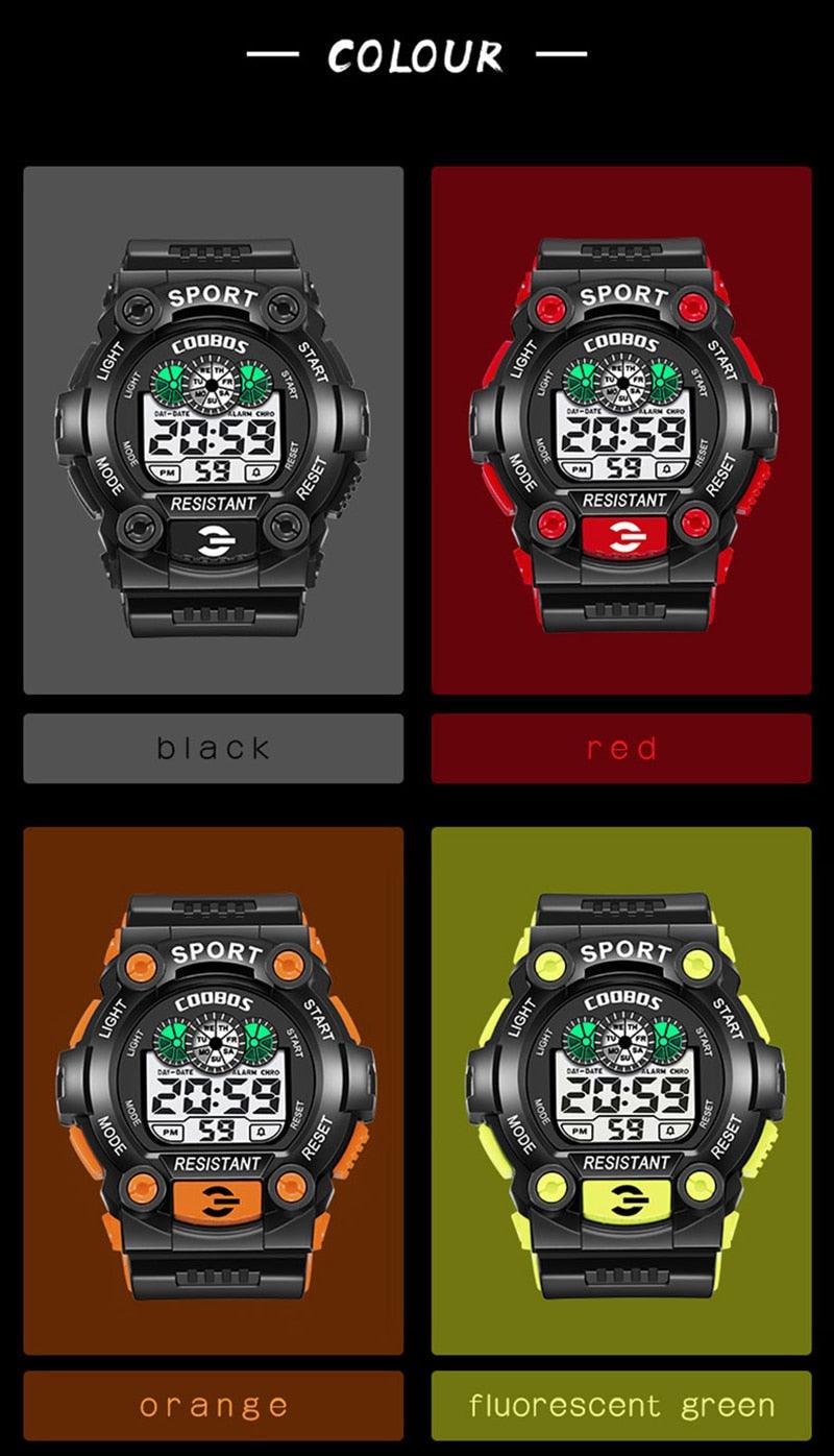 Sport Waterproof Watches Fashion LED Luminous Digital Watches For Kids Multifunction Calendar Alarm Date Wrist Watches LED Timing Backlight Multifunctional Military Watch Lightweight Outdoor Tactical Sports