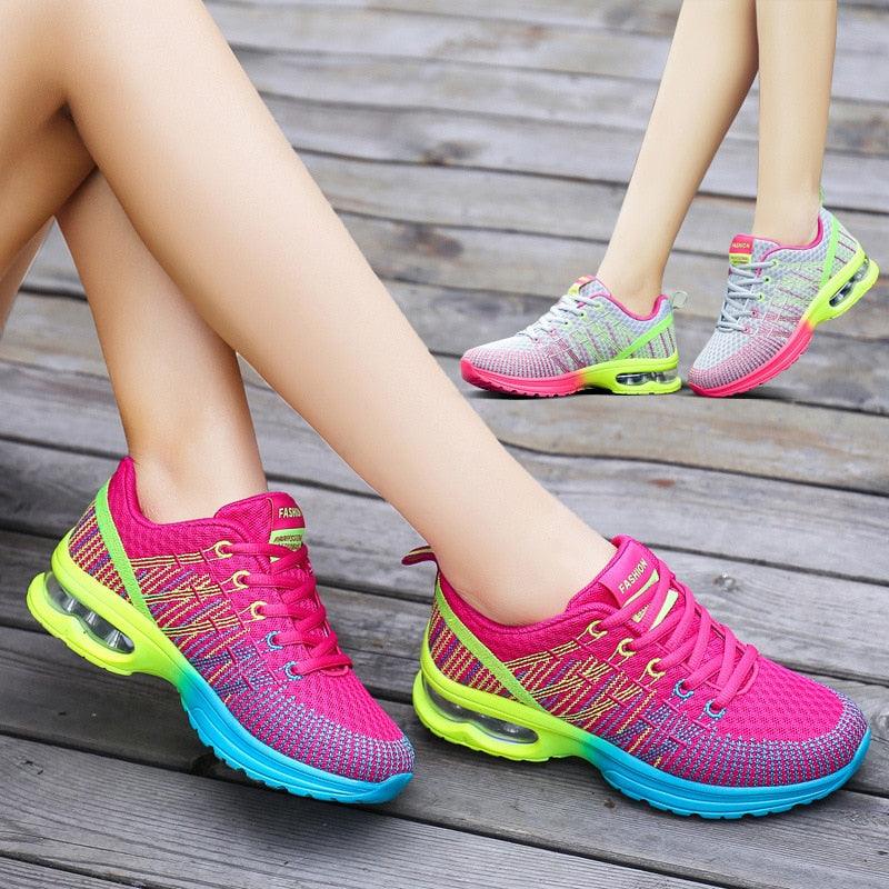 Sport Womans Athletic Sneakers Running Shoes Breathable Hollow Lace-Up Women Fashion Sneakers Lightweight Breathable Walking Shoes Non Slip Athletic Fashion Sneakers