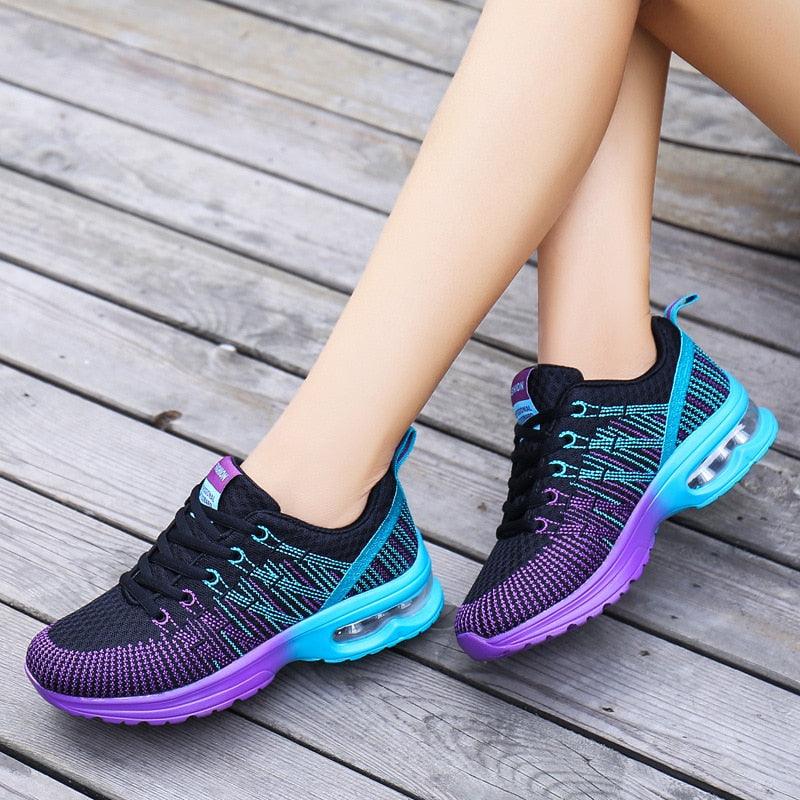 Sport Womans Athletic Sneakers Running Shoes Breathable Hollow Lace-Up Women Fashion Sneakers Lightweight Breathable Walking Shoes Non Slip Athletic Fashion Sneakers