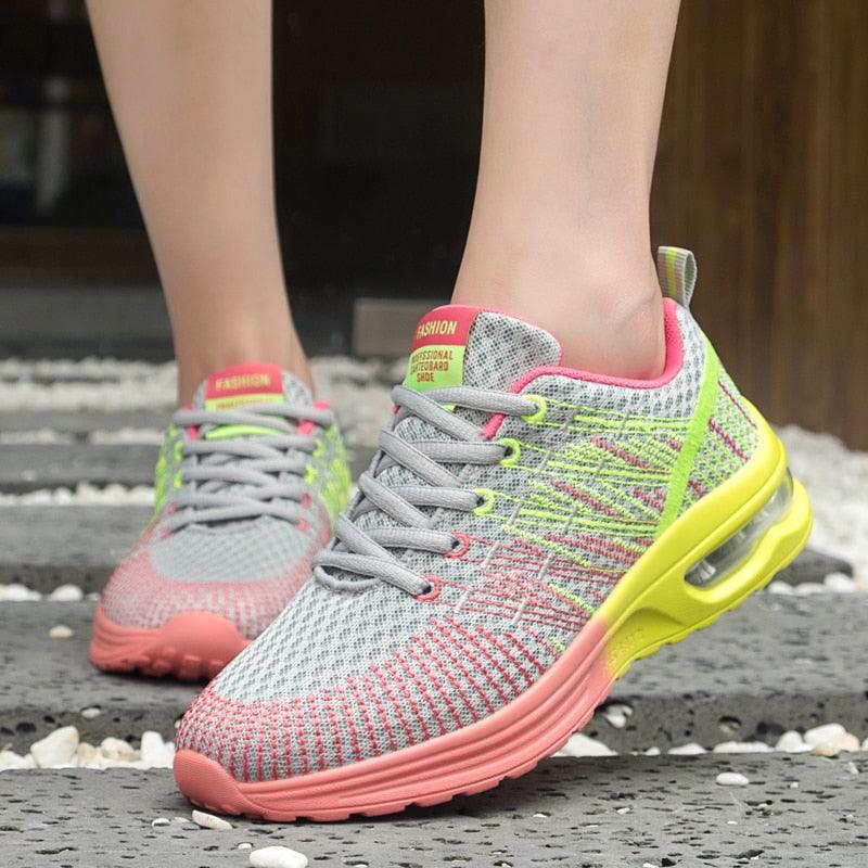 Sport Womans Athletic Sneakers Running Shoes Breathable Hollow Lace-Up Women Fashion Sneakers Lightweight Breathable Walking Shoes Non Slip Athletic Fashion Sneakers