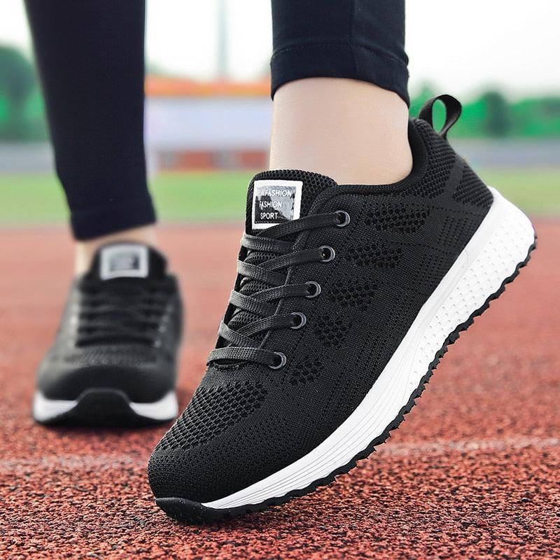 Sport Women Casual Shoes Fashion Breathable Walking Mesh Flat Sneakers Women Gym Vulcanized Tenis Walking Shoes Breathable Lightweight Casual Comfort Fashion Sneaker