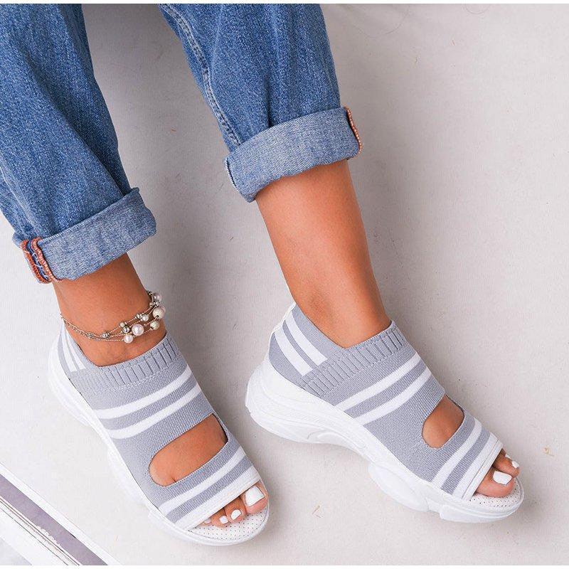 Sport Women's Comfortable Footwear Summer Platform Sandals Shoes Female Slip On Peep Toe Knitted Footwear Summer Sandals Women Shoes Female Slip On Elegant Sneakers