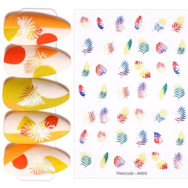 Spring Abtract Stripe Lines Flower Leaves 3D Nail Sticker Black White Butterfly Transfer Decals Slider Nail Art Decoration Decals Sticker For Pretty Girl Self-Adhesive Nail Decals Designer Nail Stickers for Acrylic Nail Art Decals Water Transfer Nail