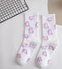 Spring And Summer Combed Out Of Pure Cotton Socks Mid Waist Fashion Bear Socks Cute Animal Socks Kawaii Cute Cartoon Purple College Socks For Men And Women