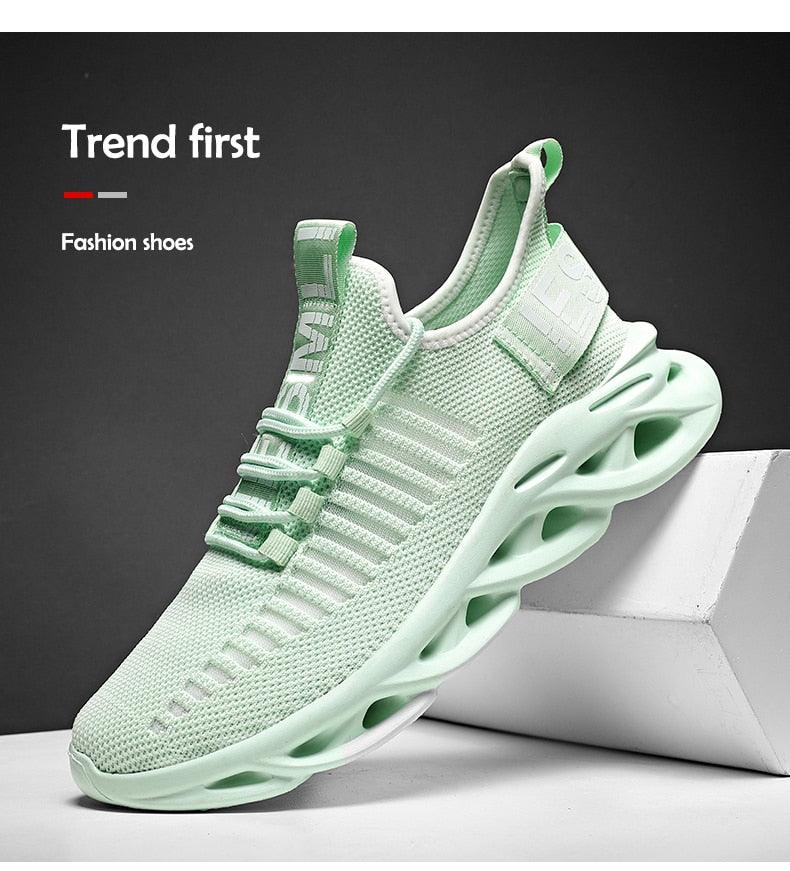 Spring Breathable Men's Sneakers Mesh Casual Shoes Blade Design Tenis Sneakers Summer White Outdoor Running Tennis Blade Sneakers Sport Fashion Comfortable Casual Gym Sneakers