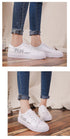 Spring Fashion Breathble Women Sneakers Leather Platform Shoes Women Lace Up Casual Shoes White Fashion Sneakers White PU Leather Platform Sneaker For Women Lace Up Walking Sneakers