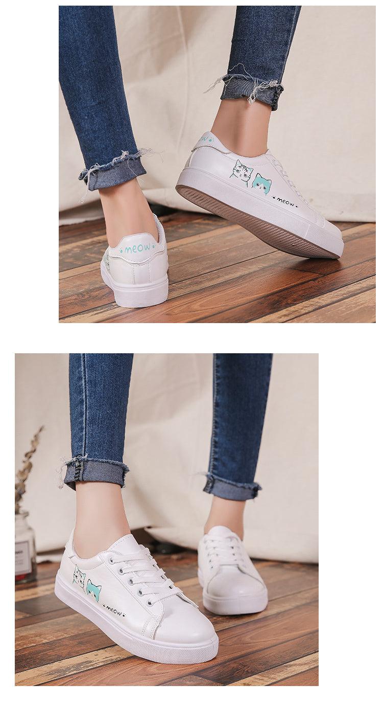 Spring Fashion Breathble Women Sneakers Leather Platform Shoes Women Lace Up Casual Shoes White Fashion Sneakers White PU Leather Platform Sneaker For Women Lace Up Walking Sneakers