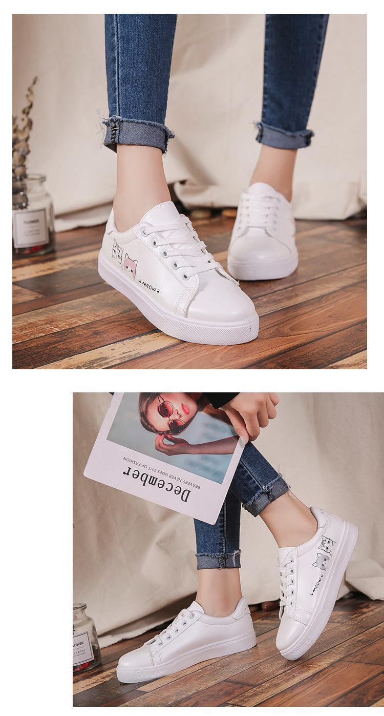 Spring Fashion Breathble Women Sneakers Leather Platform Shoes Women Lace Up Casual Shoes White Fashion Sneakers White PU Leather Platform Sneaker For Women Lace Up Walking Sneakers