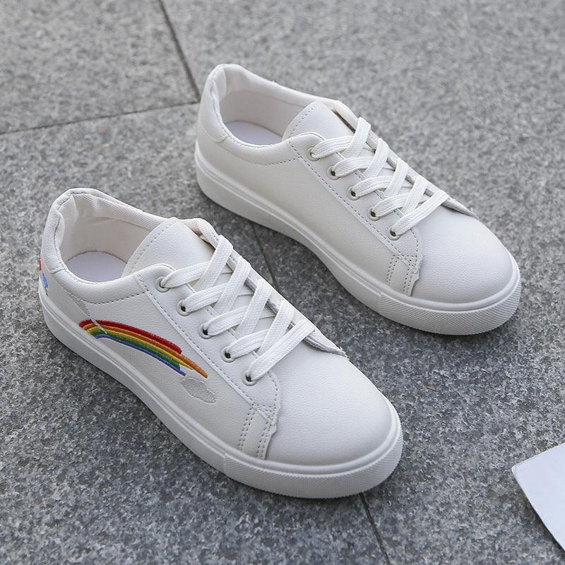 Spring Fashion Breathble Women Sneakers Leather Platform Shoes Women Lace Up Casual Shoes White Fashion Sneakers White PU Leather Platform Sneaker For Women Lace Up Walking Sneakers