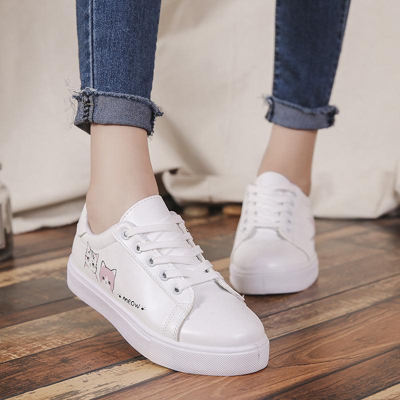 Spring Fashion Breathble Women Sneakers Leather Platform Shoes Women Lace Up Casual Shoes White Fashion Sneakers White PU Leather Platform Sneaker For Women Lace Up Walking Sneakers