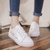 Spring Fashion Breathble Women Sneakers Leather Platform Shoes Women Lace Up Casual Shoes White Fashion Sneakers White PU Leather Platform Sneaker For Women Lace Up Walking Sneakers