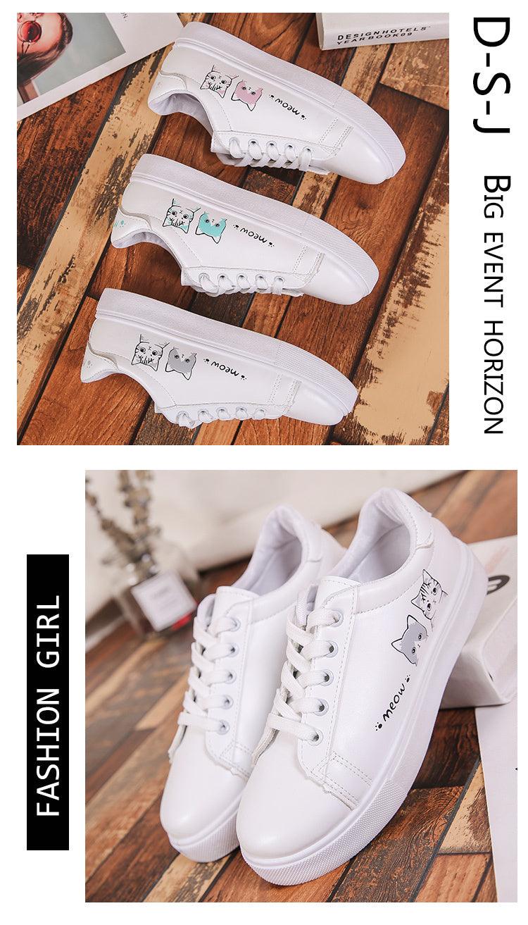 Spring Fashion Breathble Women Sneakers Leather Platform Shoes Women Lace Up Casual Shoes White Fashion Sneakers White PU Leather Platform Sneaker For Women Lace Up Walking Sneakers