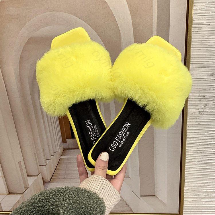 Spring Summer Fluffy Fur Slippers Shoes Woman Plush Fur Slip On Flip Flop Flat Furry Fur Slides Outdoor Sandals Furry Slides Summer Sandals Open Toe Indoor Outdoor Fluffy Slides