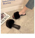 Spring Summer Fluffy Fur Slippers Shoes Woman Plush Fur Slip On Flip Flop Flat Furry Fur Slides Outdoor Sandals Furry Slides Summer Sandals Open Toe Indoor Outdoor Fluffy Slides