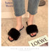 Spring Summer Fluffy Fur Slippers Shoes Woman Plush Fur Slip On Flip Flop Flat Furry Fur Slides Outdoor Sandals Furry Slides Summer Sandals Open Toe Indoor Outdoor Fluffy Slides