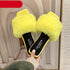 Spring Summer Fluffy Fur Slippers Shoes Woman Plush Fur Slip On Flip Flop Flat Furry Fur Slides Outdoor Sandals Furry Slides Summer Sandals Open Toe Indoor Outdoor Fluffy Slides