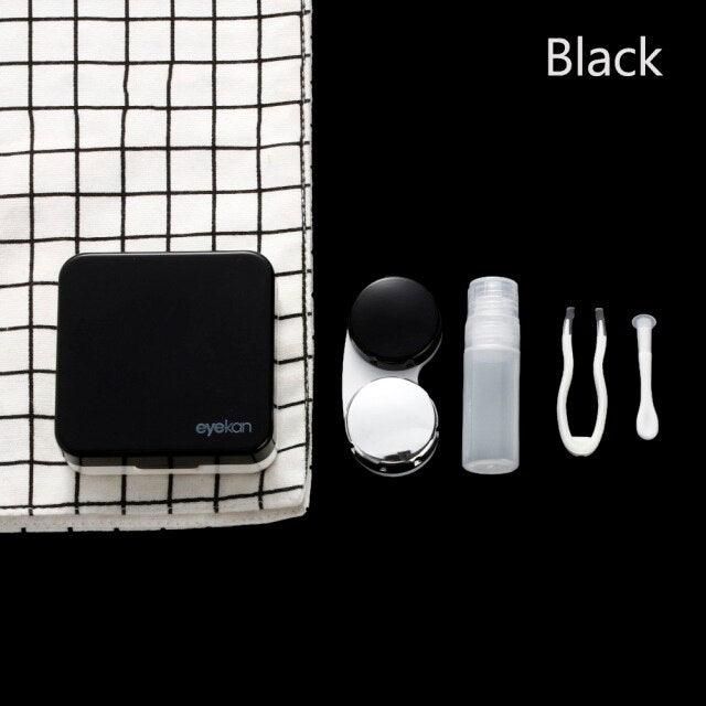 Square Contact Lenses Case Marble Surface Mirror Lens Container Box Travel Eye Contacts Holder Cover Soaking Contact Lenses Mini Travel Portable Marble Surface Mirror Square Container Holder