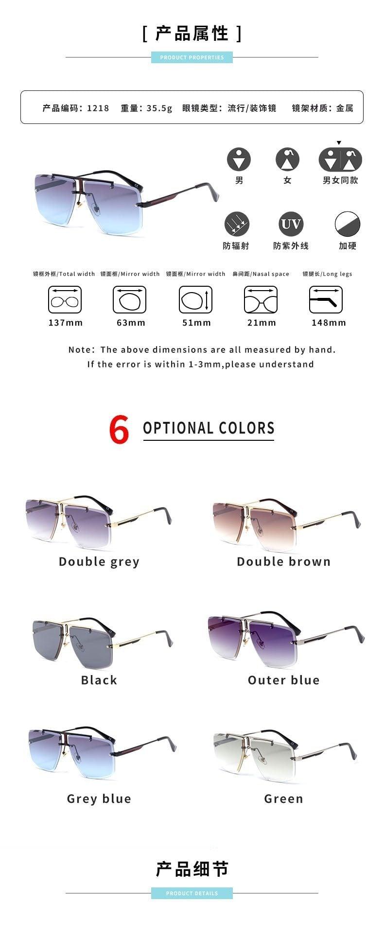 Square Sunglasses for Men Classic Oversized Sun Glasses Men And Women New Fashionable Street Snap Style New Frameless Sunglasses New Popular Square Shape Sunglasses For Men & Women