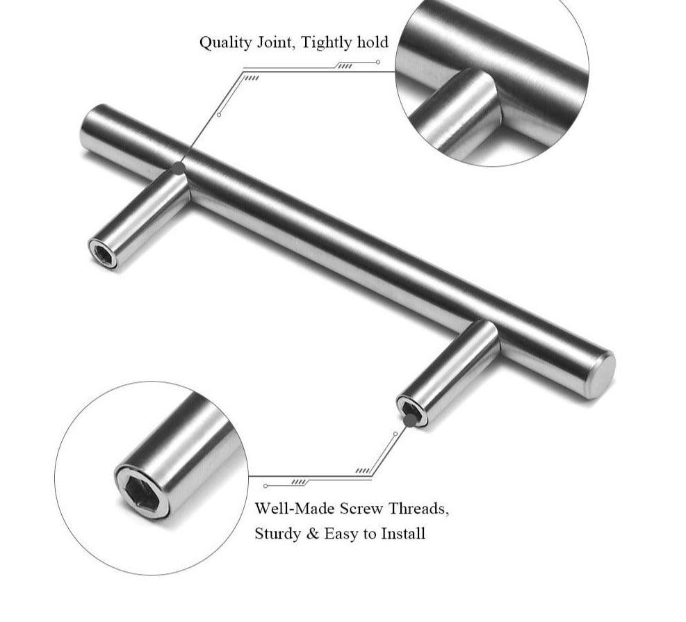 Stainless Steel Cabinet Handles Diameter 10mm Kitchen Door T Bar Straight Handle Pull Knobs Furniture Hardware European Bar Style Cabinet Pull