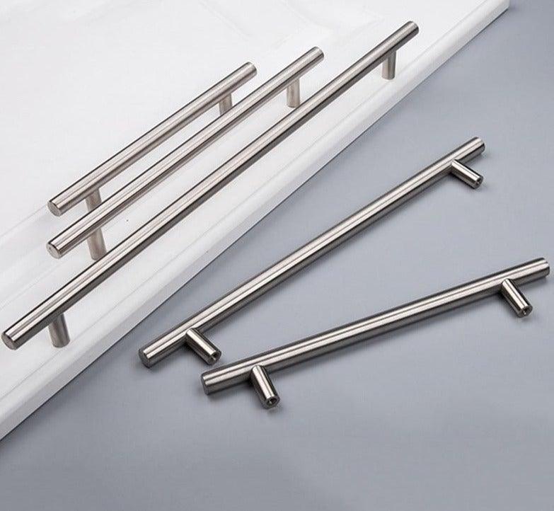 Stainless Steel Cabinet Handles Diameter 10mm Kitchen Door T Bar Straight Handle Pull Knobs Furniture Hardware European Bar Style Cabinet Pull