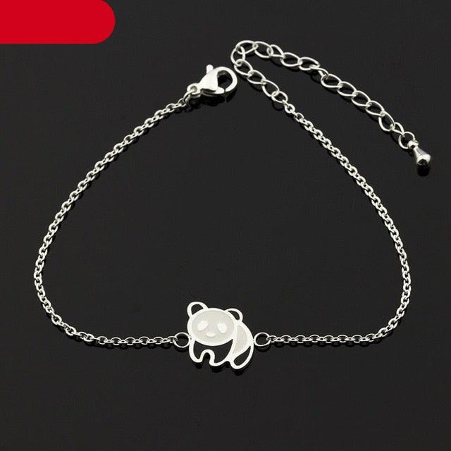 Stainless Steel Gold Cute Panda Cuff Bracelet Women Fashion Jewelry Animal Charm Panda Bracelet For Women Sterling Silver Panda Bracelets Cute Animal Jewelry Gifts For Women Girls