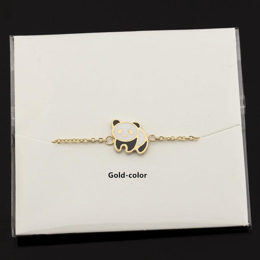 Stainless Steel Gold Cute Panda Cuff Bracelet Women Fashion Jewelry Animal Charm Panda Bracelet For Women Sterling Silver Panda Bracelets Cute Animal Jewelry Gifts For Women Girls