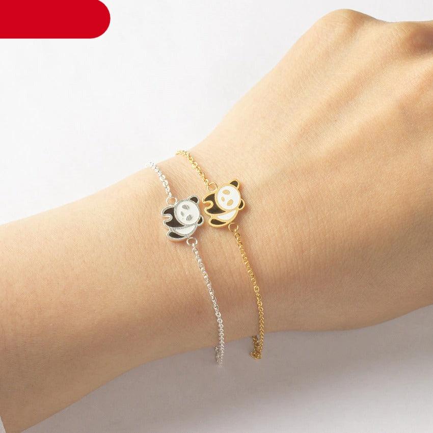 Stainless Steel Gold Cute Panda Cuff Bracelet Women Fashion Jewelry Animal Charm Panda Bracelet For Women Sterling Silver Panda Bracelets Cute Animal Jewelry Gifts For Women Girls